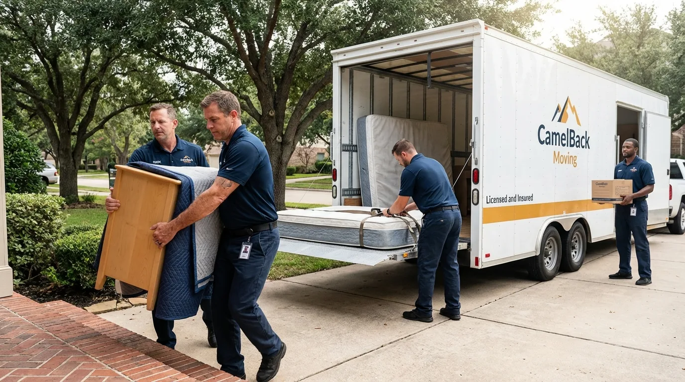 Crew loading residential truck for cross-state move from Keystone Heights, FL