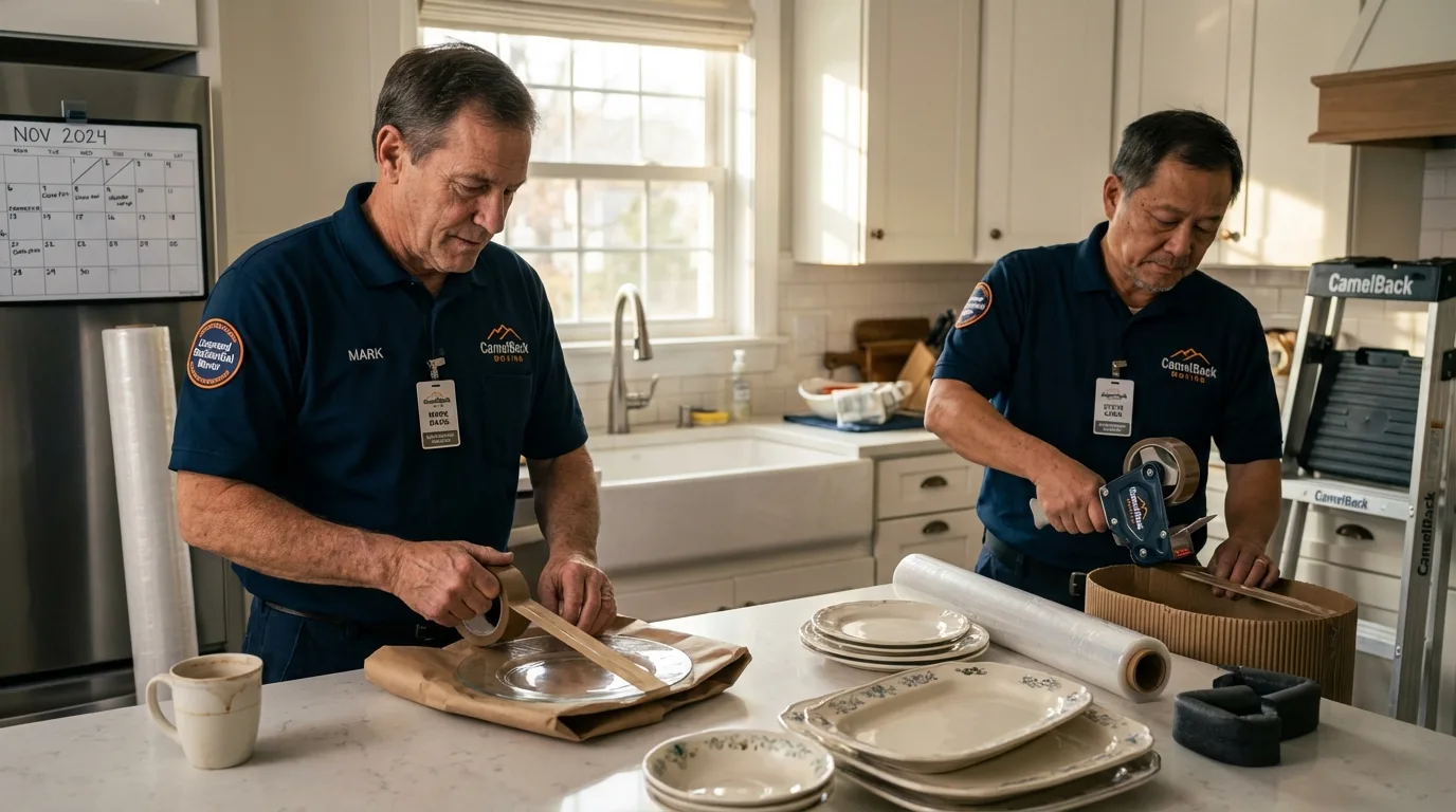 Professional crew packing kitchen dishware in Keystone Heights, FL